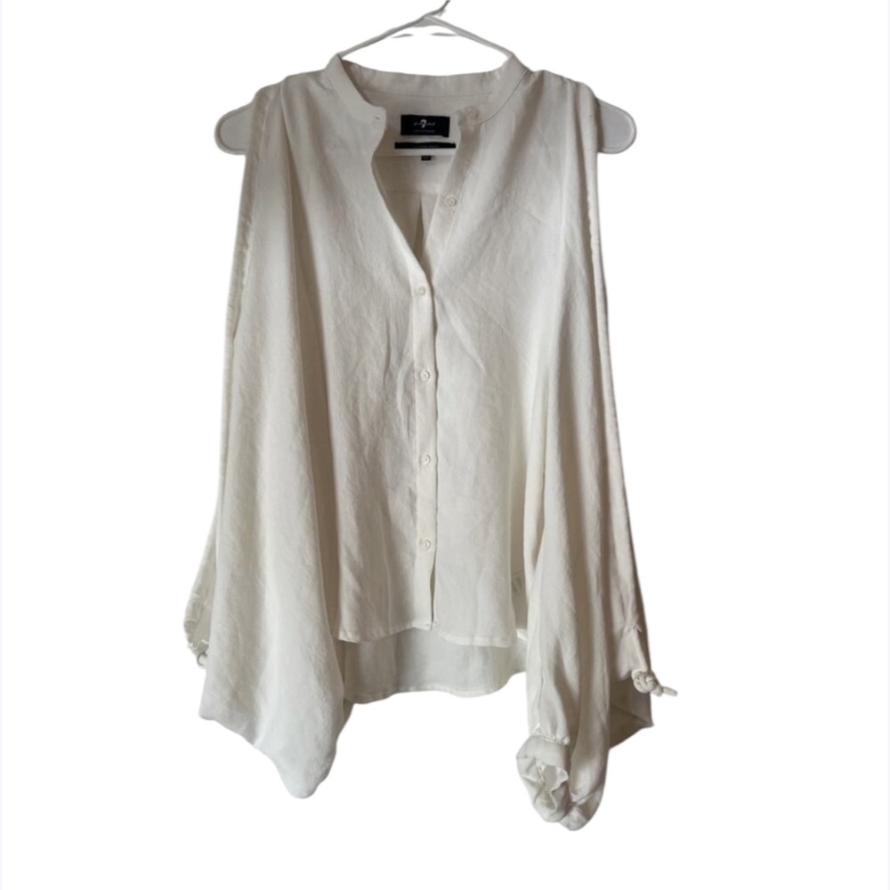 7 For All Mankind Shirt women XS White Long Sleeve Button Down Casual